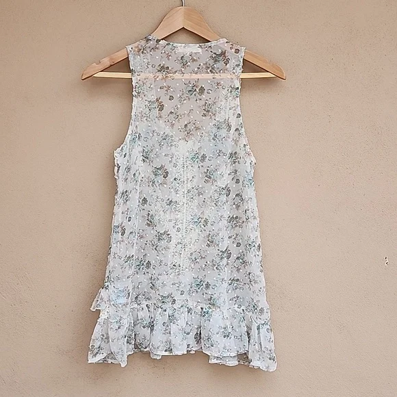 RUBY ROSE Lace Tank Top Small S Eyelet Ruffle Hem Cottagecore Fairy - Picture 6 of 13